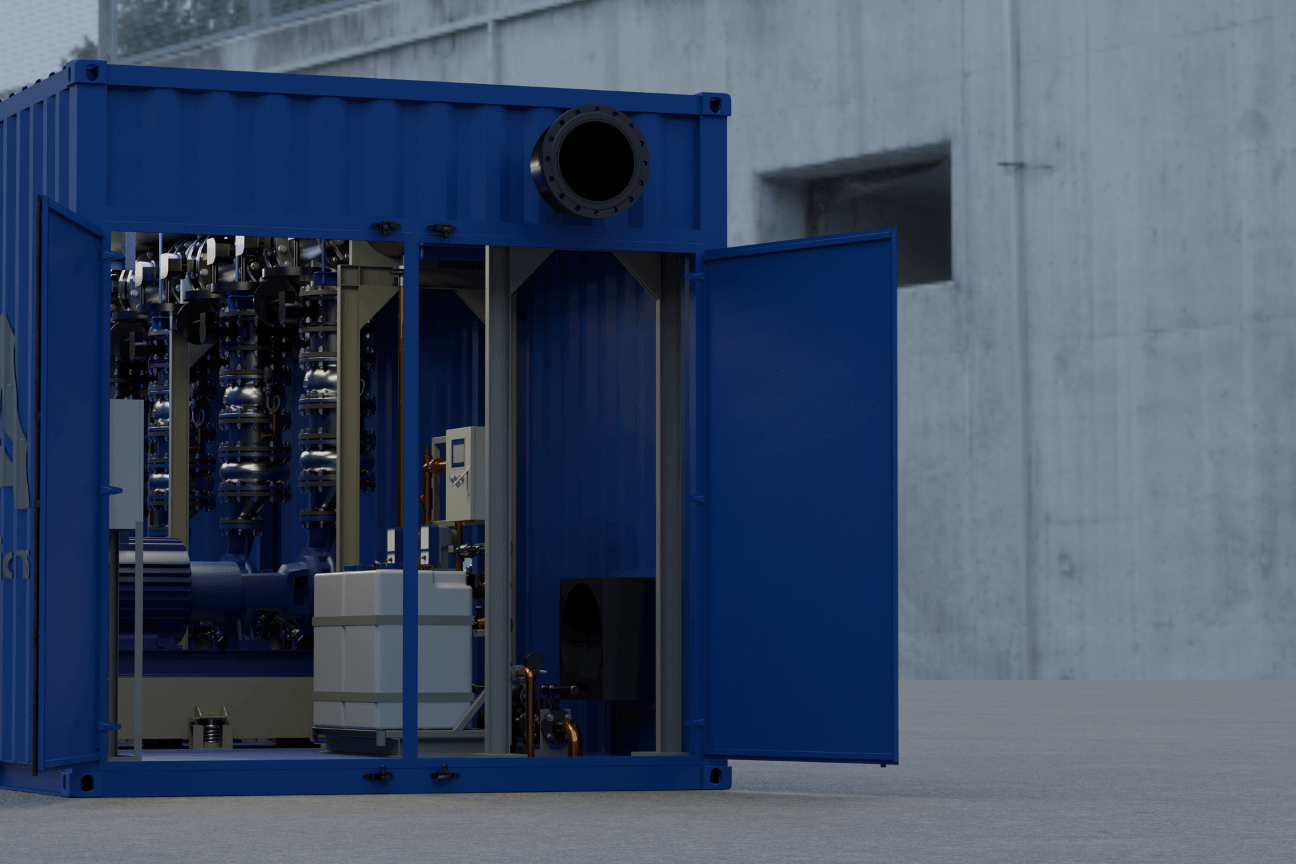 Containerised cooling system deployed outdoors